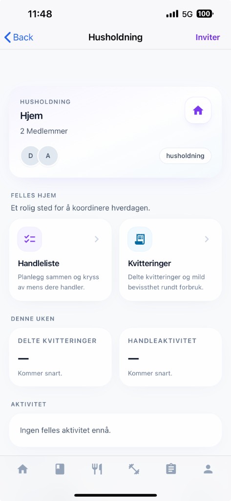 Household: shared lists, receipts, and a shared overview