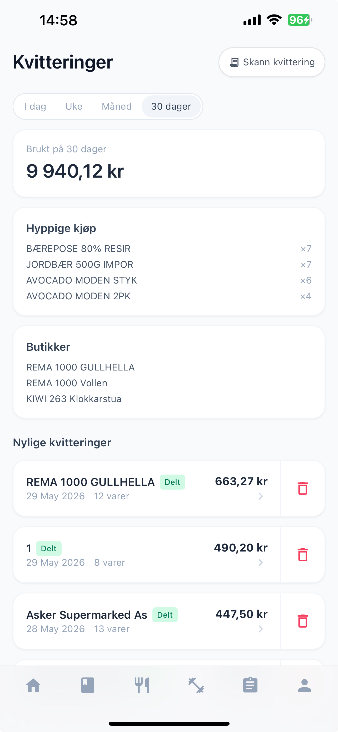 Receipts and Norway-first daily flows