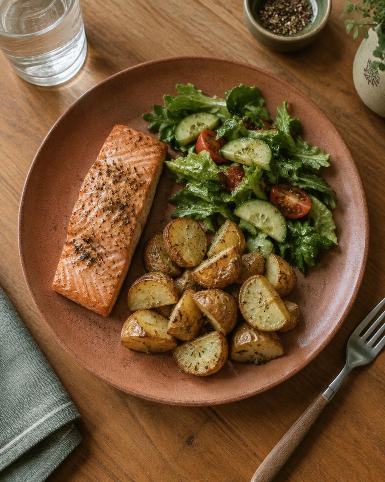 A plate with a variety of foods, ready to log in Visual Journal